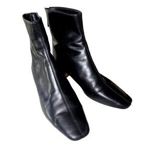 J Crew Roxy Size 9.5 Back Zip Ankle Boots Black Leather BJ872 Quiet Luxury EXC
